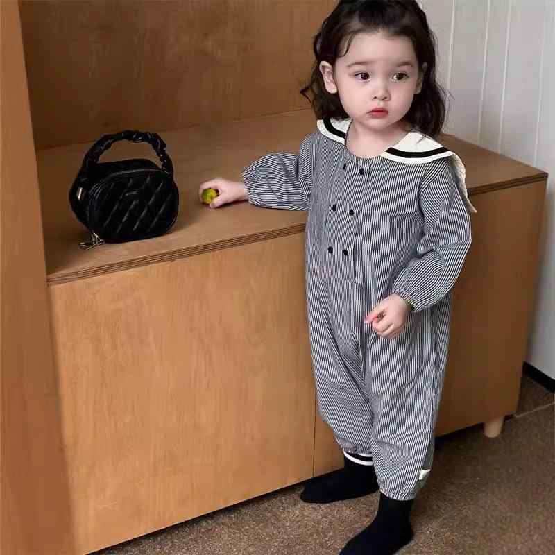 ロンパース 女の子 ベビー 女児 春秋 韓国風 韓国ファッション 綿 コットン 長袖 カバーオール オールインワン つなぎ お出かけ 普段使い かわいい グレー アプリコット