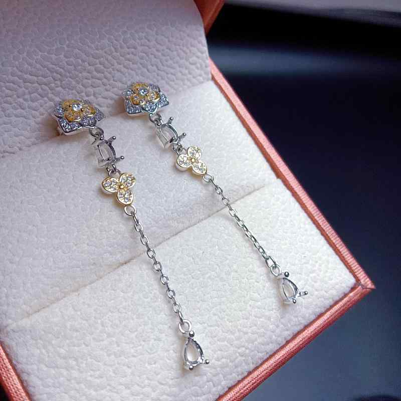 ピアス レディース S925シルバー 3mm 4mm ロング ホワイトゴールドメッキ 空枠 ハンドメイド素材 かわいい フェミニン アンティーク調