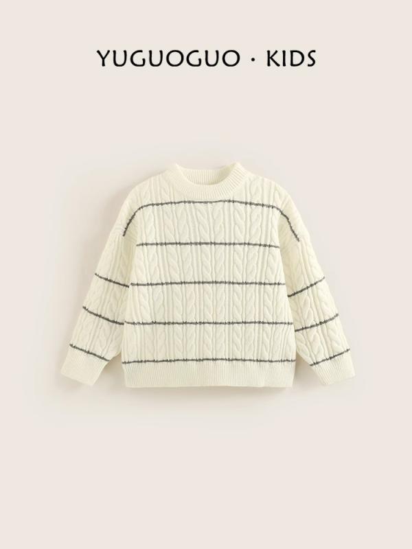 セーター 女の子 ガールズ キッズ 子供 プルオーバー ニットトップス 韓国風 ストライプ ボーダー クルーネック 長袖 アクリル素材 柔らかな肌触り 普段使い 通学着 春秋