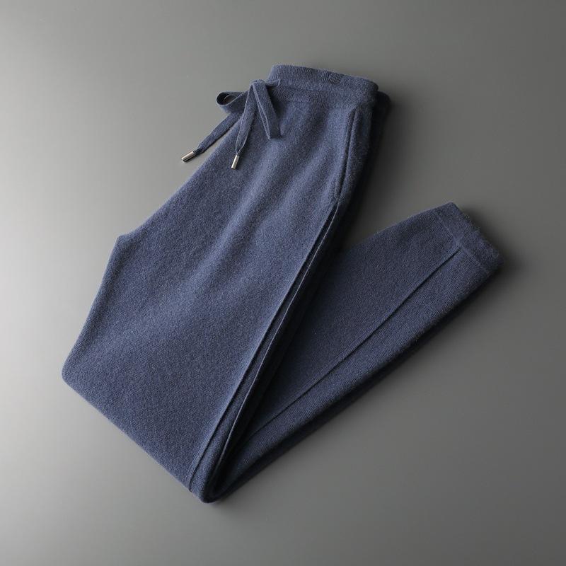 カジュアルパンツ メンズ 秋冬 厚手 柔らか肌触り カシミヤ ウールブレンド 伸縮性 ウエストゴム 耐摩耗性 テーパード ロングパンツ スラックス 通勤 普段使い