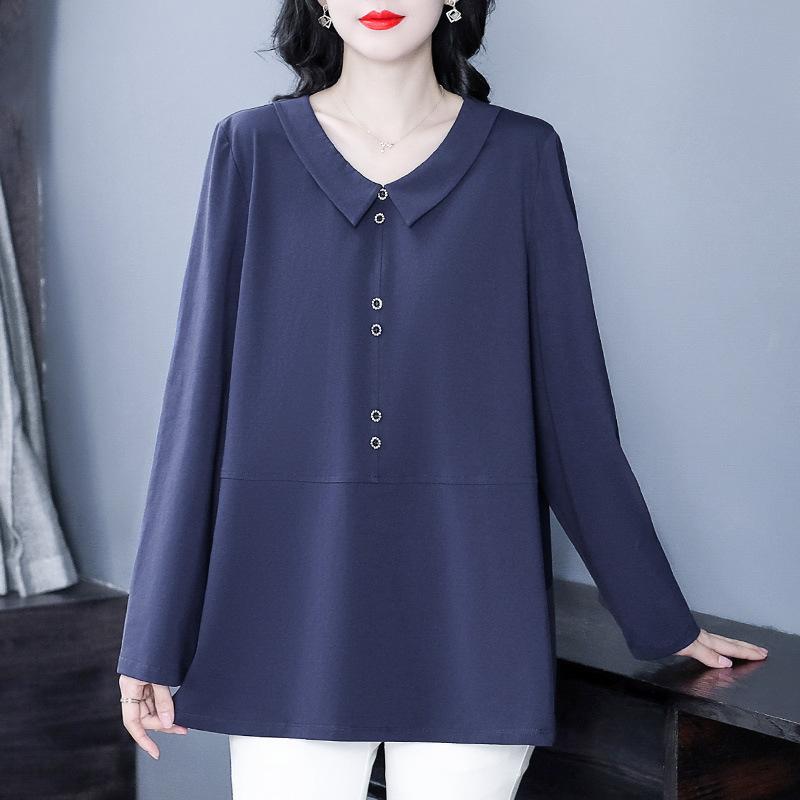 Tシャツ 大きいサイズ レディース 女性用 綿100% コットン 長袖 ゆったり 体型カバー お腹カバー カジュアル 着回し 重ね着 おしゃれ トップス カットソー 普段使い 秋物 ブラック グリーン ブルー