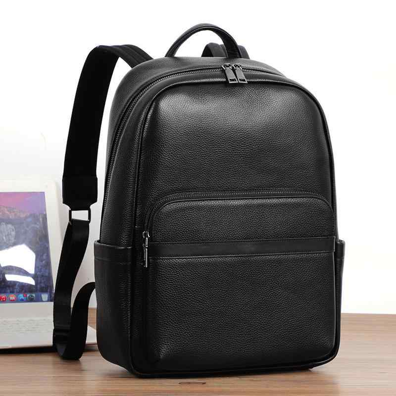 リュック メンズ 牛革 大容量 旅行 トラベル ビジネス 通勤 通学 PC収納 シンプル カジュアル ファッション バックパック デイパック ブラック
