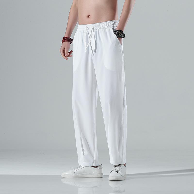 パンツ メンズ カジュアル 春夏 チャイナ風 接触冷感 薄手 軽量 ゆったり テンセル ドローストリング ストレート