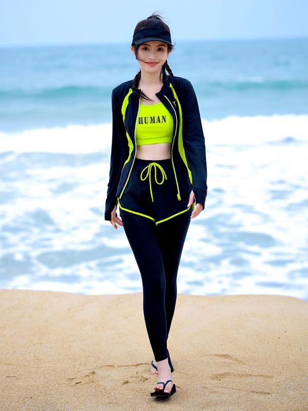 ラッシュガード レディース 女性用 セパレート 長袖 ロングパンツ UVカット 全身 日焼け防止 マリンスポーツ スイムウェア 水着 サーフィン シュノーケリング ダイビング 海水浴 プール ウォータースポーツ 体型カバー 胸パッド付き ナイロン素材