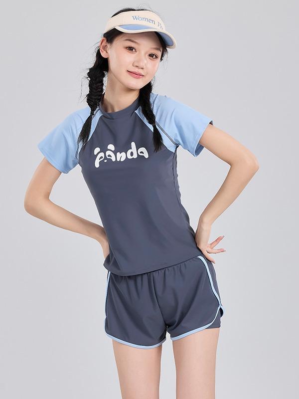 水着 女の子 ジュニア 学生 スイムウェア セパレート 夏 サマー プール 海水浴 スイミング 無地 高伸縮 ストレッチ ナイロン ポリエステル混紡 グレー