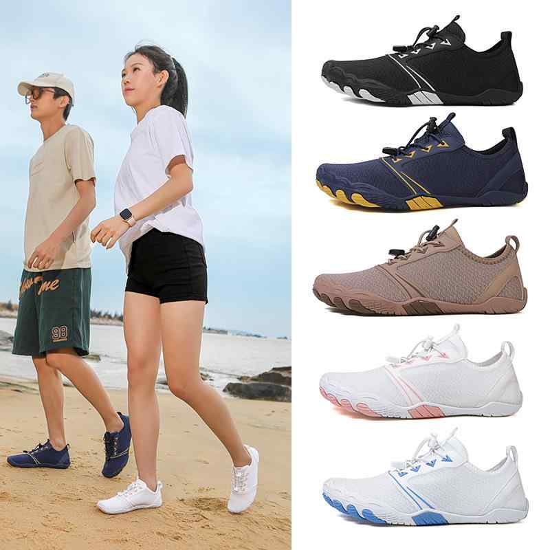 ウォーターシューズ 男女兼用 カップル 春夏 アウトドア レジャー キャンプ フェス 川遊び ビーチ 釣り ジム ハイキング 水陸両用 速乾 通気性 伸縮性 滑り止め メッシュ ライクラ素材 ラバーソール ローカット