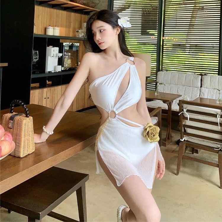 ワンピース水着 レディース コスプレ スイムウェア セクシー バックオープン 速乾性 伸縮性 無地 ナイロン素材 胸パッド付き ワイヤーなし ノースリーブ ホワイト 春夏 プール ビーチ リゾート