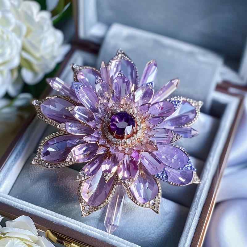 ブローチ コサージュ レディース 女性用 ダリア 花 フラワー 高級感 豪華 華やか 多層デザイン 立体 クリスタル装飾 銅製 エレガント シック パーティー 結婚式 フォーマルシーン イベント 記念日 アクセサリー(x10)