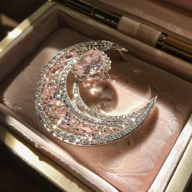 ブローチ レディース 女性用 月モチーフ ムーンデザイン ジルコニア 銅製 個性的 オリジナル 上品 エレガント おしゃれ クール 高級感 洗練されたデザイン 記念日 プレゼント ギフト 結婚式 パーティー フォーマル 普段使い(x10)