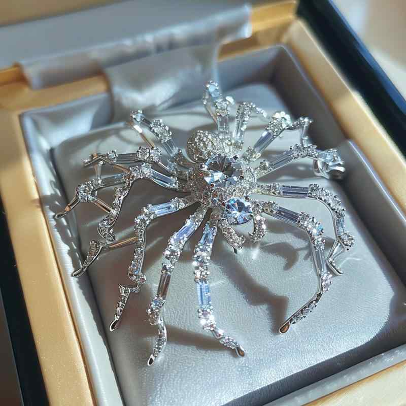 ブローチ レディース 女性用 クモ オーストリアンクリスタル 芸術品 コレクション 高級感 銅製 電気メッキ加工 オリジナルデザイン 装飾品 普段使い パーティー(x10)