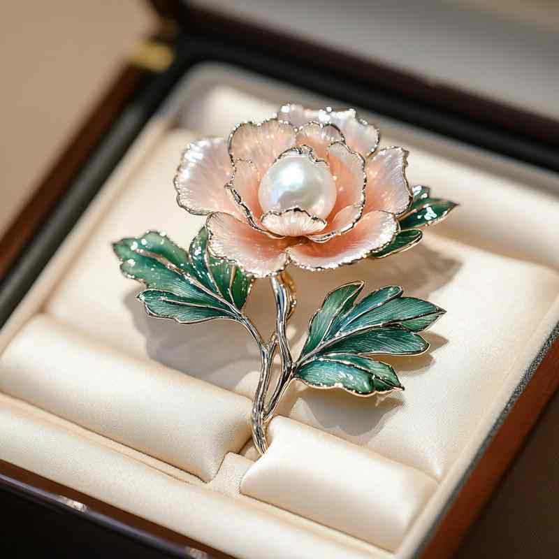 ブローチ レディース 女性用 個性派デザイナー 中国風 レトロ アンティーク調 クラシカル 繊細 上品 高級感 淡水パール 牡丹の花 マイクロセッティング 装飾品 プレゼント ギフト 贈り物(x10)