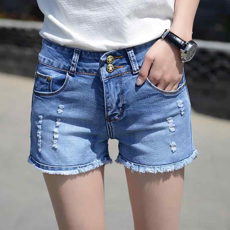 ショートパンツ レディース 女性用 デニム ジーンズ ハイウエスト 薄手 軽量 ストレッチ 伸縮性 着痩せ スタイルアップ ダメージ クラッシュ 韓国風 万能 普段使い カジュアル 春夏 夏物 トレンド