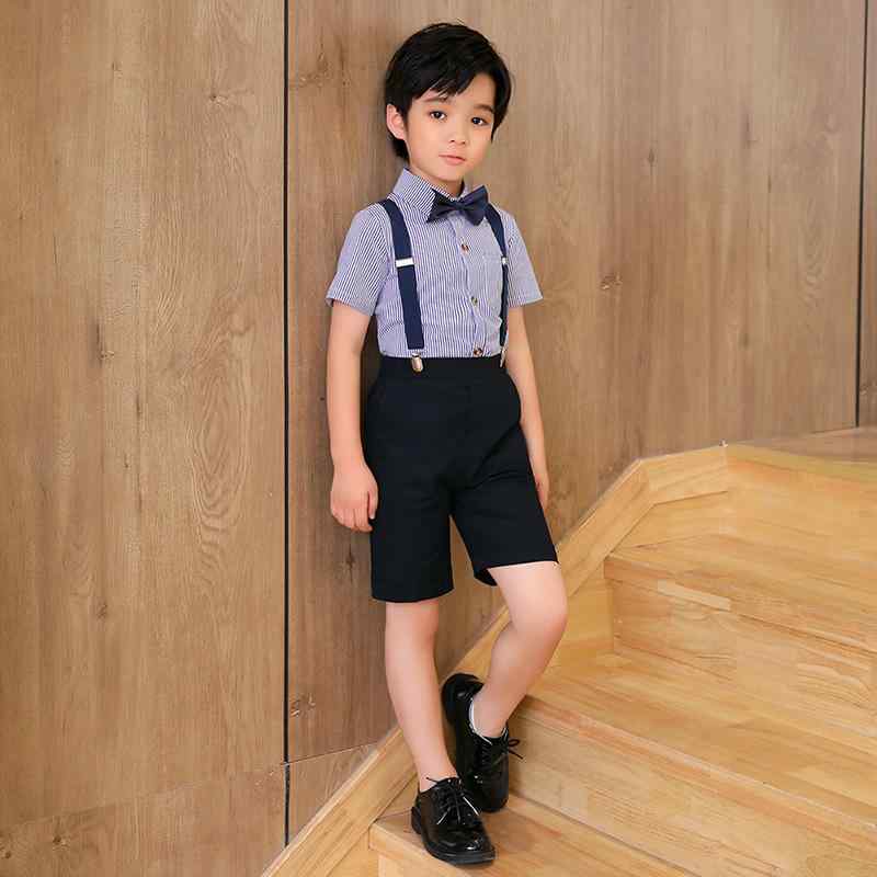 キッズスーツ 男の子 男児 春夏 ストライプ柄 サロペット ショートパンツ フォーマル セレモニー 半袖 結婚式 発表会 フラワーボーイ 七五三 入園式 卒園式 ブリティッシュスタイル