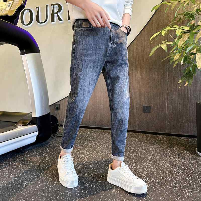 ジーンズ メンズ デニムパンツ スリム スキニー ストレッチ 薄手 高級感 綿 コットン カジュアル 長ズボン 春秋 ウォッシュ加工 ブラックグレー