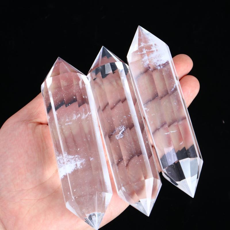 クリスタル 白水晶 クリアクォーツ 天然石 パワーストーン ヴォーゲル 両剣先 12面 多面体 スピリチュアル ヒーリングロッド 瞑想 ヨガ 風水 インテリア オブジェ