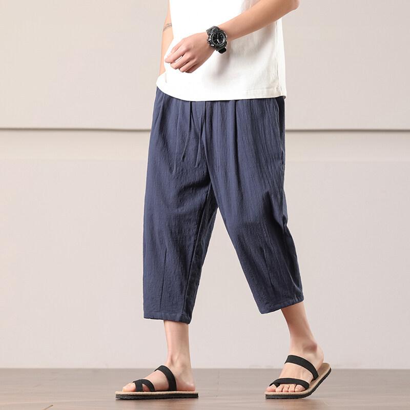 パンツ メンズ 春夏 トレンド カジュアル リラックスパンツ ゆったり ハーレム バルーンシルエット ビーチ 7分丈 クロップド 竹繊維 綿混 ストレッチ 薄手 イージーケア 普段使い リゾート