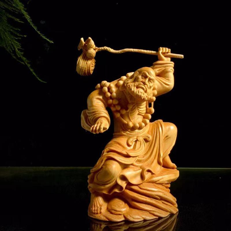 置物 崖柏木 武達磨仏像 達磨大師 禅意 無垢材 天然木 木彫り 新中華風 オフィス インテリア オブジェ 開運 縁起物 高級感 贈答品 工芸品