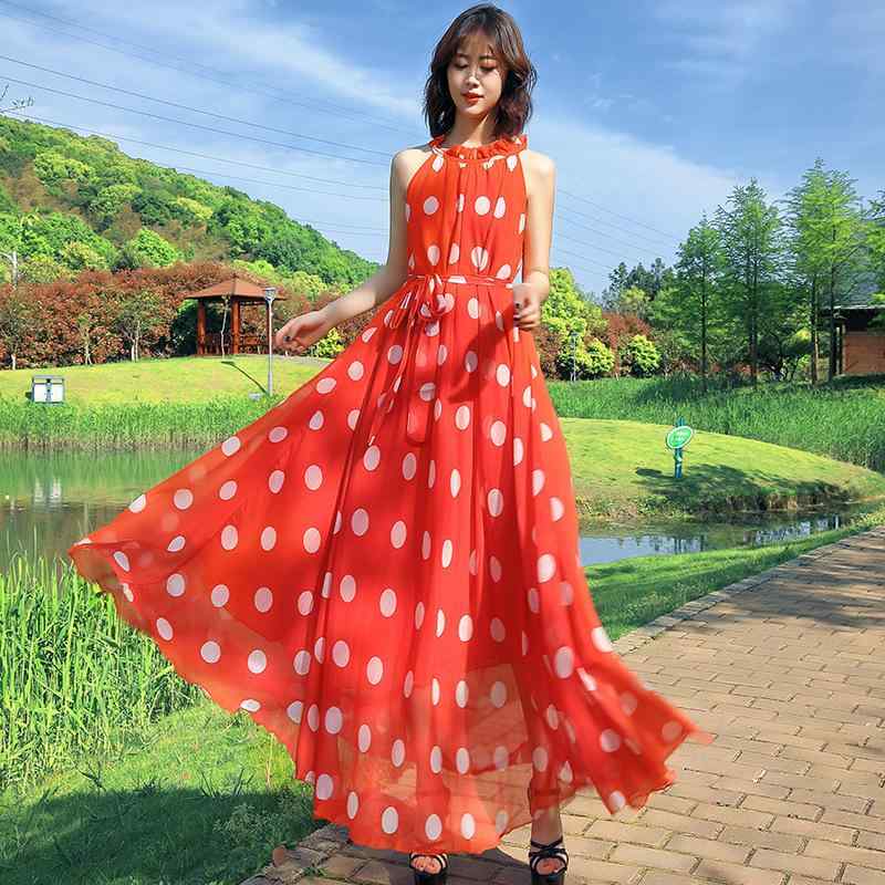 ワンピース レディース シフォン テンセル素材 長袖 春夏 ドット柄 着痩せ効果 上品 エレガント 高見え フェミニン ロング丈 ビッグフレア 海辺 リゾート ビーチスタイル フリル襟 ゆったり カジュアル 普段使い
