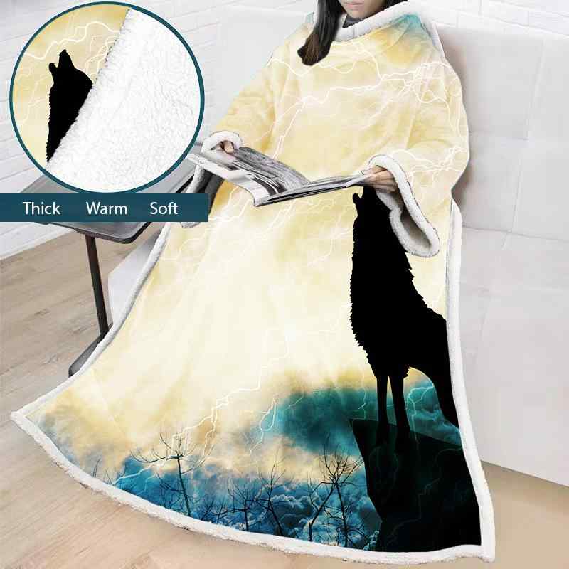 ブランケット 大人用 子供用 ユニセックス キッズ 袖付き 着る毛布 厚手 綿 フランネル コットン 3Dデジタルプリント 花柄 部屋着 ルームウェア 防寒 秋冬