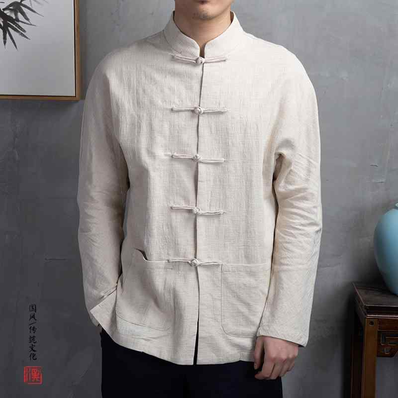 ジャケット メンズ 男性用 秋冬 長袖 チャイナ風 レトロ 漢服風 ゆったり アウター 羽織り 普段使い デイリー 麻 リネン素材
