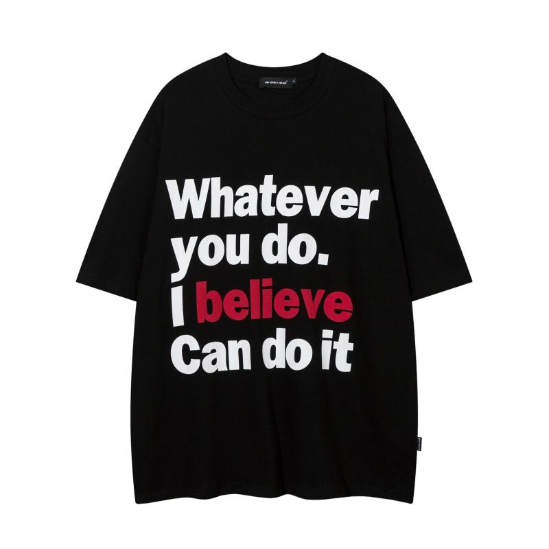 Tシャツ メンズ アメリカン レトロ ストリート 半袖 ゆったり レタリングプリント 夏 綿 クルーネック ドロップショルダー 通気性 吸汗速乾 ビッグシルエット 普段使い
