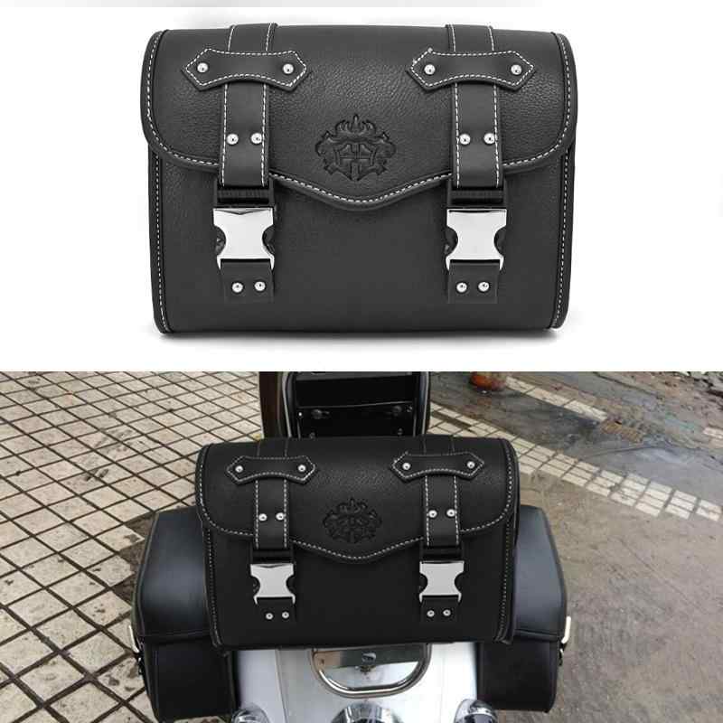 バイク用 レトロ ビンテージ ツーリング フロント サイド ツール リア 収納 クルーザー アメリカン スタイル 合皮 ブラック 汎用 バッグ