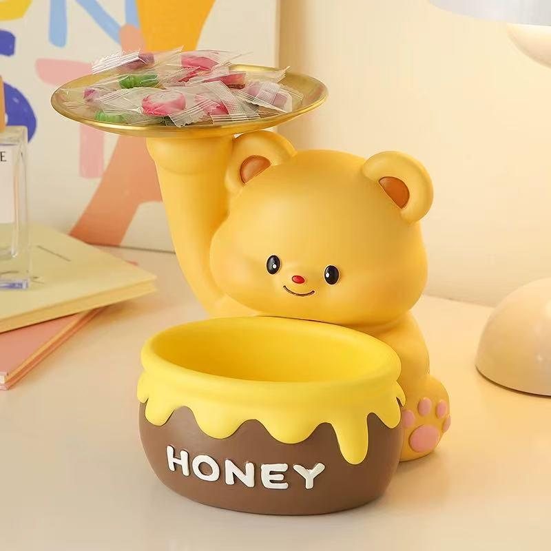 玄関収納 かわいい クマの鍵置き 小物入れ おしゃれなインテリア オブジェ エントランス リビング 下駄箱上 新築祝い 引っ越し祝い 誕生日 記念日 ギフト 樹脂製