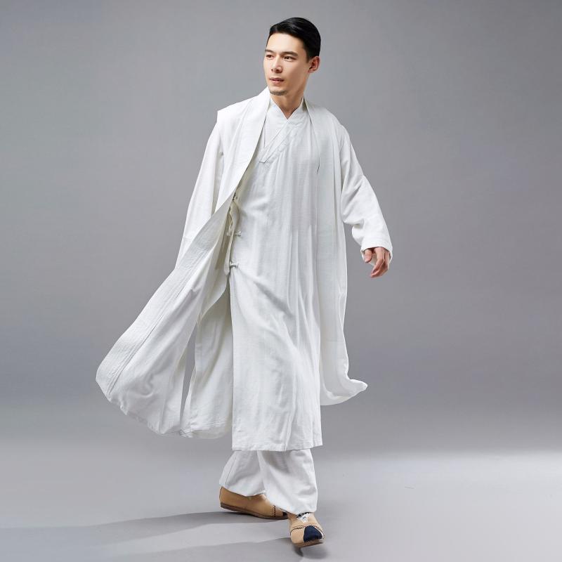 羽織り メンズ 春夏 ロング丈 チャイナジャケット リネン 麻 ウォッシュ加工 中国風 カジュアル 上品 長馬褂風 長袖 紳士服 トップス ライトアウター