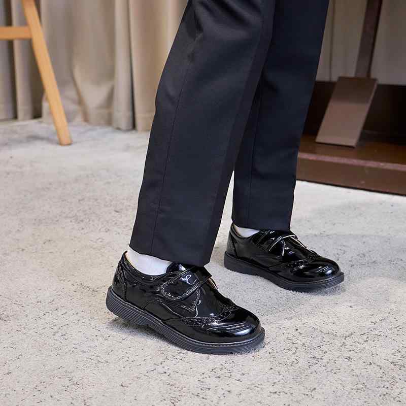 革靴 男の子 キッズ ブラック ブリティッシュスタイル フォーマル ドレス 発表会 結婚式 入学式 卒業式 卒園式 七五三 お受験 パーティー セレモニー ソフトソール 軽量 マジックテープ 合成皮革 通学 通年