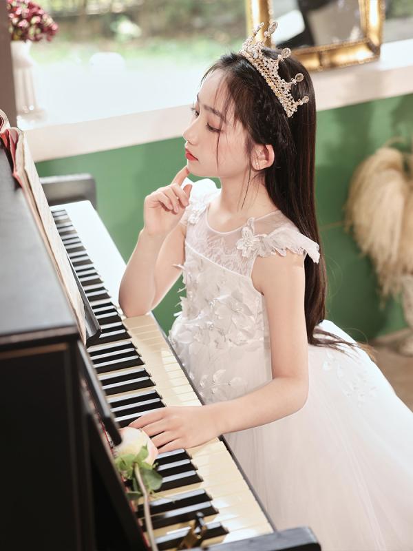 ワンピース 女の子 キッズ 春夏 プリンセスドレス フォーマル 結婚式 発表会 パーティー 演奏会 記念撮影 お姫様 チュール ふんわり ボリューム フリル リボン ポリエステル 綿