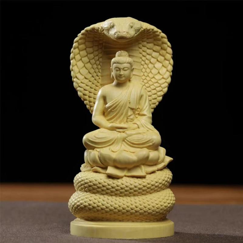仏像 蛇仏 釈迦牟尼像 龍樹菩薩 木彫り 手彫り 精巧 美しい 家庭用 仏壇 供養 置物 インテリア飾り 開運 崖柏 黄楊木 金檀木 工芸品 5,072円