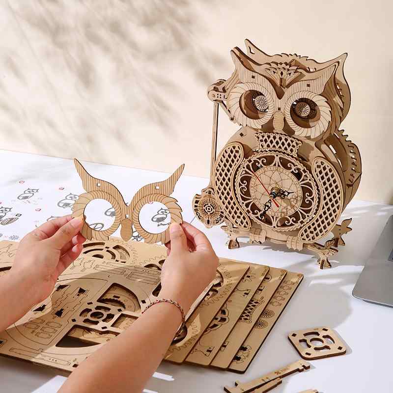 木製知育パズル キッズ 3D立体 フクロウ 振り子時計 組み立て式 DIY ウッドモデル 脳トレ おもちゃ 集中力 思考力 オブジェ インテリア置物 ディスプレイ 4,779円