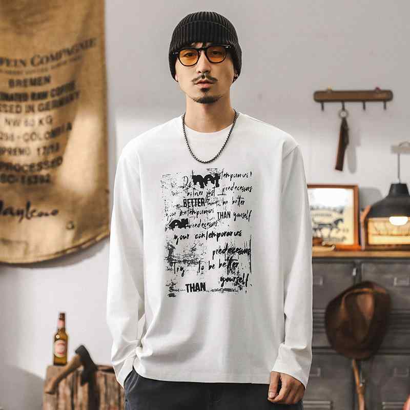 Tシャツ メンズ 男性用 アメリカンヴィンテージ アメカジ ヘビーウェイト 厚手 長袖 クルーネック プリント ゆったり ルーズフィット オーバーサイズ コットン 綿 抗菌 トップス カットソー 秋冬