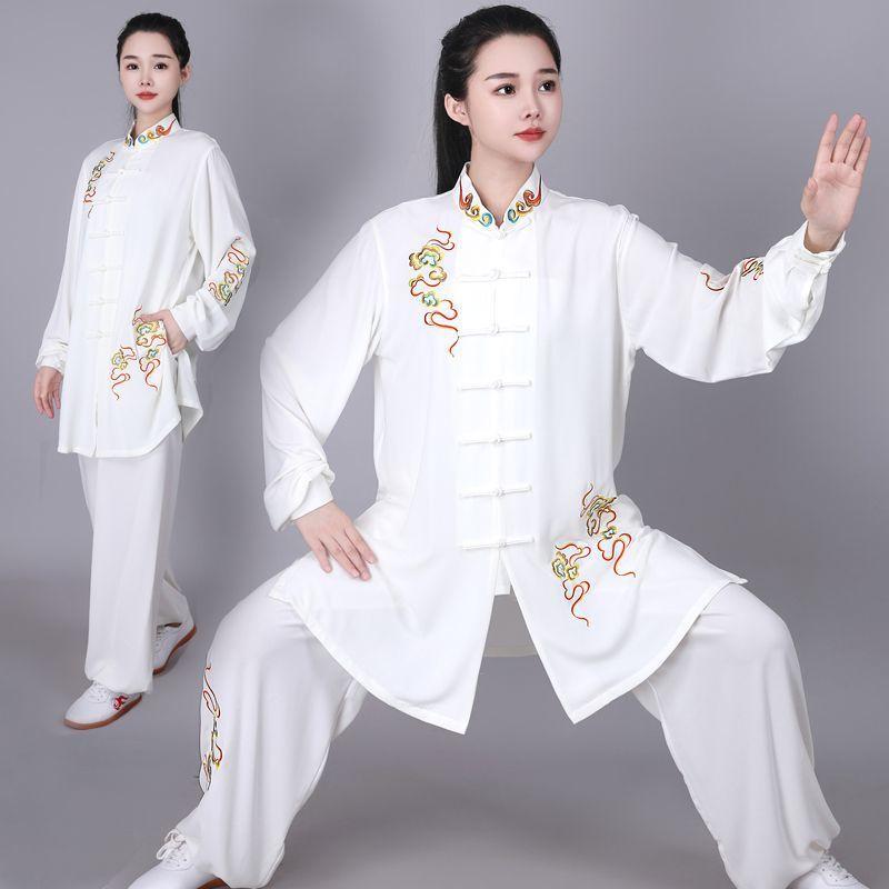太極拳御召しもの メンズ 成人男性用 真っただ中丈 五彩祥雲 刺しゅう 武術服 麻 綿混 読み合わせる着 演武 倶楽部 朝練 公演 御召しもの