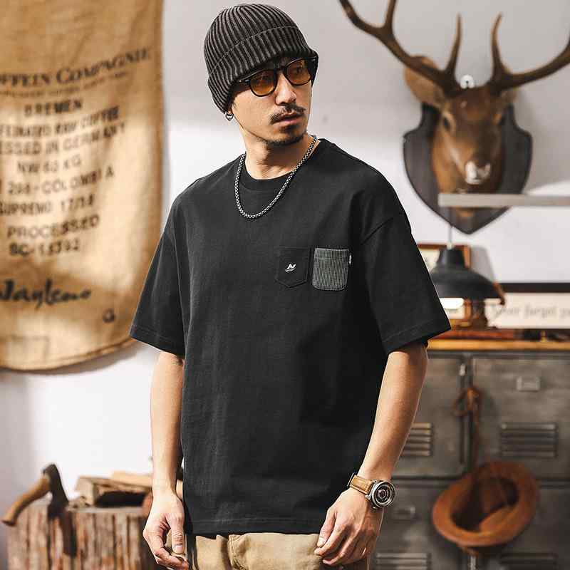 Tシャツ メンズ アメカジ ゆったり オーバーサイズ ビッグシルエット 250g ヘビーウェイト コットン コーマ綿 半袖 クルーネック 抗菌 立体裁断 夏 カジュアル ストリート 普段使い トップス ブラック ホワイト