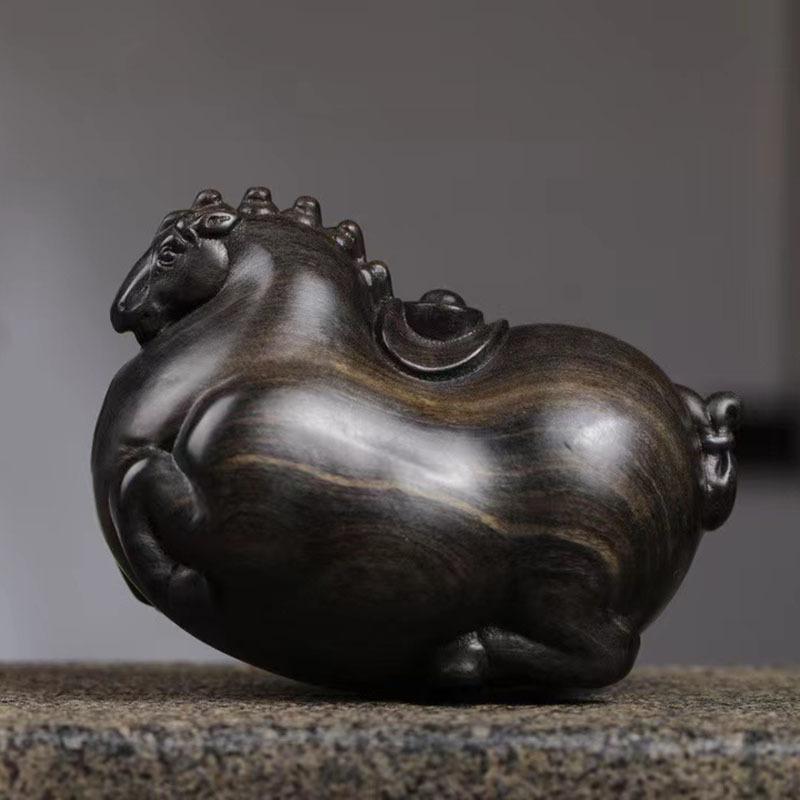 彫刻品 唐馬 十二支 馬 黒柿木 紫檀木 緑檀木 天然木 ミニ