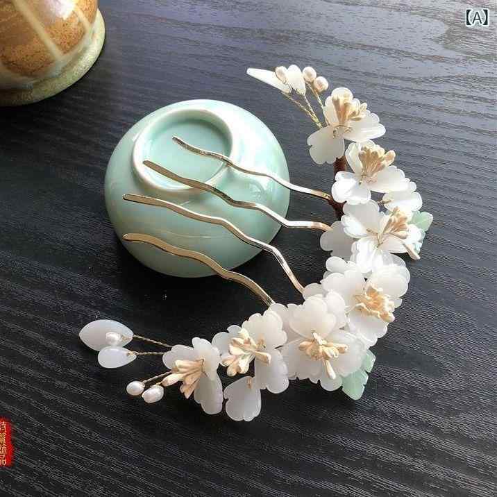 髪飾り 子供用 古典風 瑠璃 花簪 かんざし ヘアコーム 四本歯 プリンセス ティアラ 上品 エレガント 淡いイエロー 発表会 七五三 着物 和装 イベント 卒業式