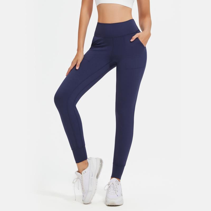 ヨガパンツ レディース ハイウエスト 美尻 ヒップアップ 吸汗速乾 ヌーディー ストレッチ ランニング フィットネス トレーニング ワークアウト ポケット付き レギンス ボトムス 黒 紺 濃緑 春夏秋