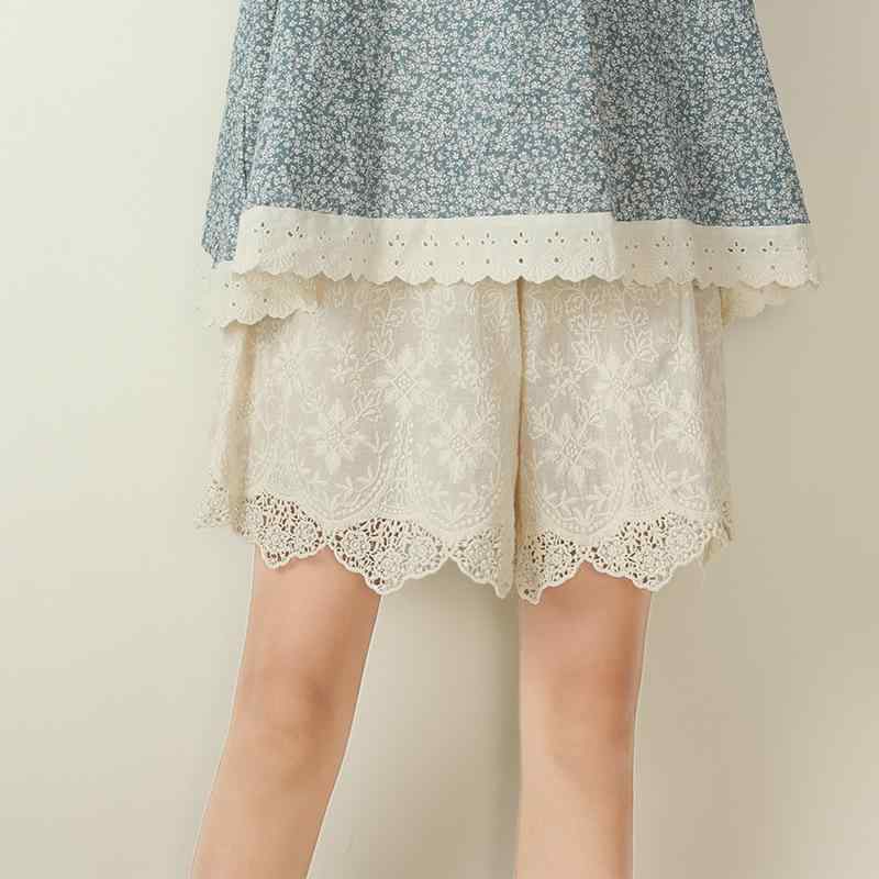 ショートパンツ レディース 綿麻 ナチュラル リラックス ウエストゴム イージーウエスト 刺繍 ゆったり ワイド ガウチョ 無地 春夏 普段使い 部屋着 ホワイト ブラック ベージュ ブラウン