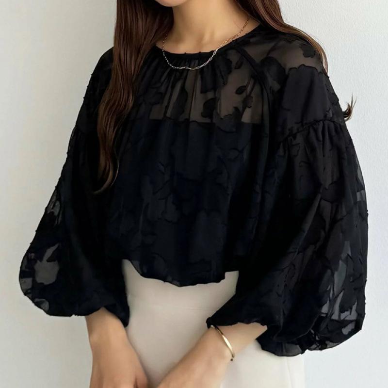 トップス レディース 春夏 日焼け対策 冷房対策 UVカット レース 透かし編み ゆったり オーバーサイズ 五分袖 ドルマンスリーブ 日韓カジュアル プルオーバー