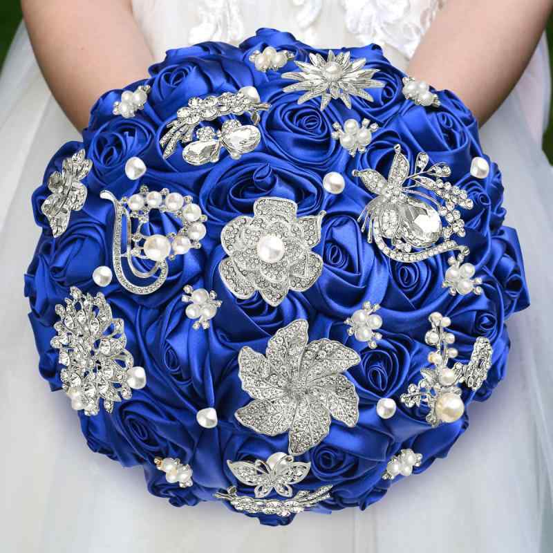 ブーケ ウェディング ブライダル サテンリボン バラ 花束 シルバージルコニア 新婦 介添人 ブライズメイド 華やか エレガント 結婚式 前撮り 記念撮影