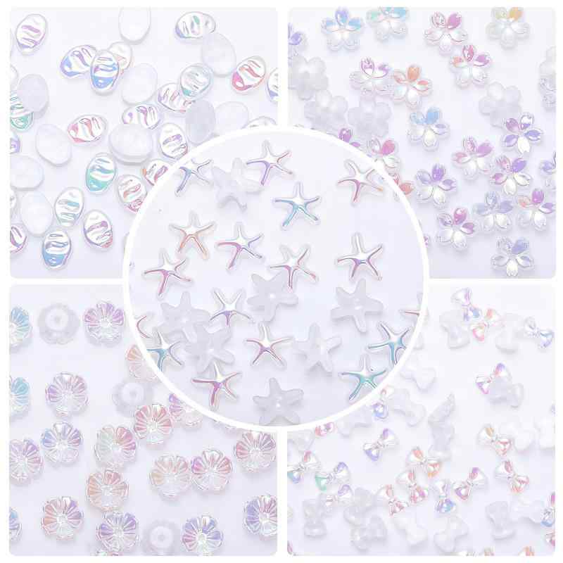 付属品一部分 ABS脂 フェイクパール 花瓣 御花 花座 ビーズ オーロラ色つや ヒトデ 蝶 髪飾りつけ用 髪の毛ゼムクリップ DIY 御手々御手伝いさん原材料 灯し火メッキ製作