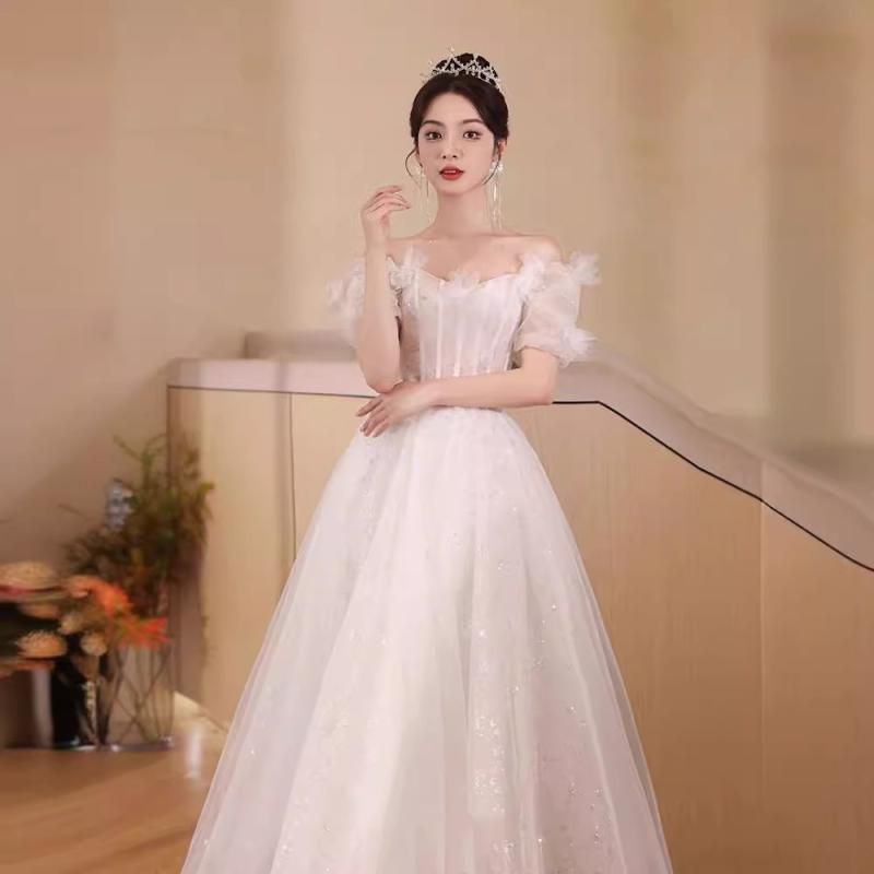 ワンピース レディース ホワイト フレンチスタイル エレガント 上品 パーティー 宴会 結婚式 卒業式 成人式 司会 フォーマル ロング丈 Aライン ハイウエスト 三分袖 ポリエステル