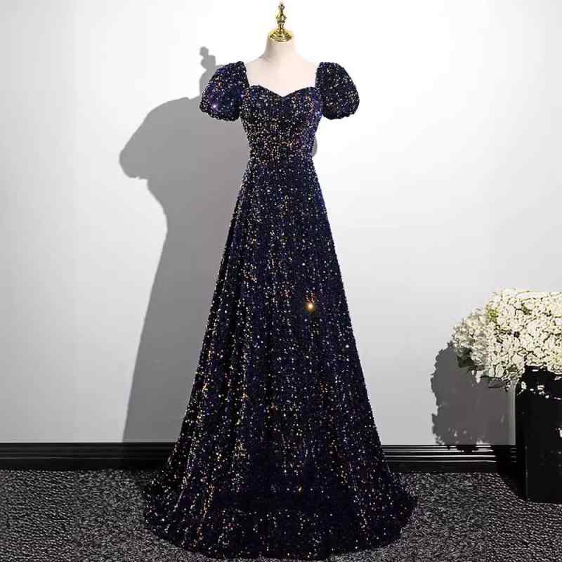 ドレス レディース オフショルダー ワンショルダー パーティードレス フォーマルドレス ロング丈 イブニングドレス フレンチ エレガント スター スパンコール グリッター キラキラ 発表会 演奏会 合唱 司会 ステージ衣装 結婚式 二次会 ポリエステル