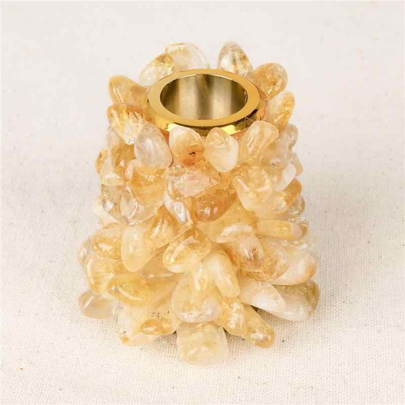 キャンドルホルダー 天然水晶 研磨石 天然石 パワーストーン 欧風 モダン おしゃれ 光沢感 インテリア オブジェ 置物 ウェディング ギフト 贈り物 記念日
