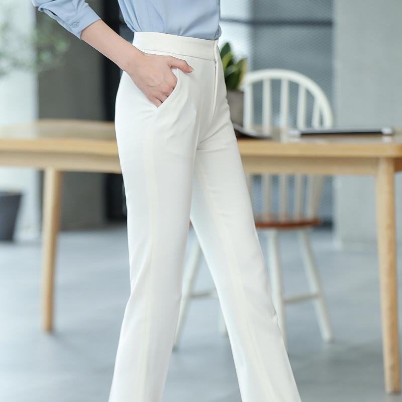 スラックス レディース 女性用 スリムフィット ストレートパンツ ボトムス オフィス 通勤 ビジネス フォーマル きれいめ ハイウエスト 九分丈 ホワイト 白 秋冬 ポリエステル素材