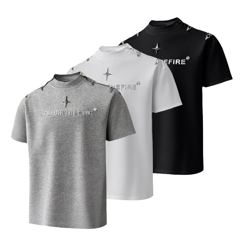 Tシャツ 男性用 メンズ 半袖 春夏 カジュアル ストリートスタイル 綿 コットン 重厚感 高級感 上質 シンプル ベーシック 無地 ゆったり ルーズ ビッグシルエット ドロップショルダー トップス カットソー シャツ