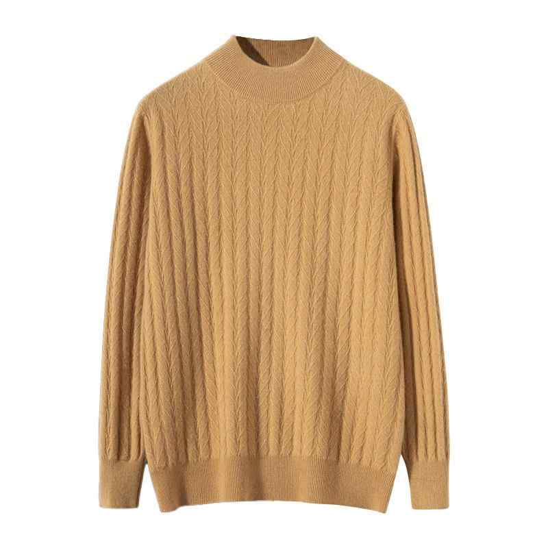 ニット メンズ 男性用 カシミヤ ウール ハイネック プルオーバー 麦穂柄 ジャカード ゆったり 保温 暖かい 防寒 カジュアル 普段使い ビジネス 通勤 秋冬