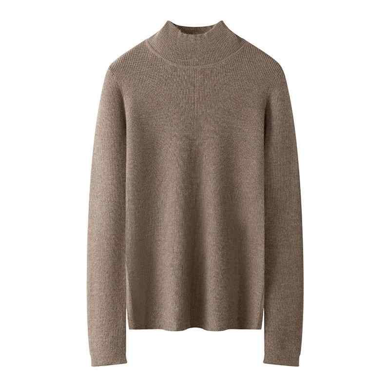 ニット レディース 女性用 カシミヤ ハイネック 長袖 プルオーバー スリムフィット 厚手 無地 リブ編み 着痩せ きれいめ 上品 アーバンスタイル 通勤 オフィス レギュラー丈 秋冬