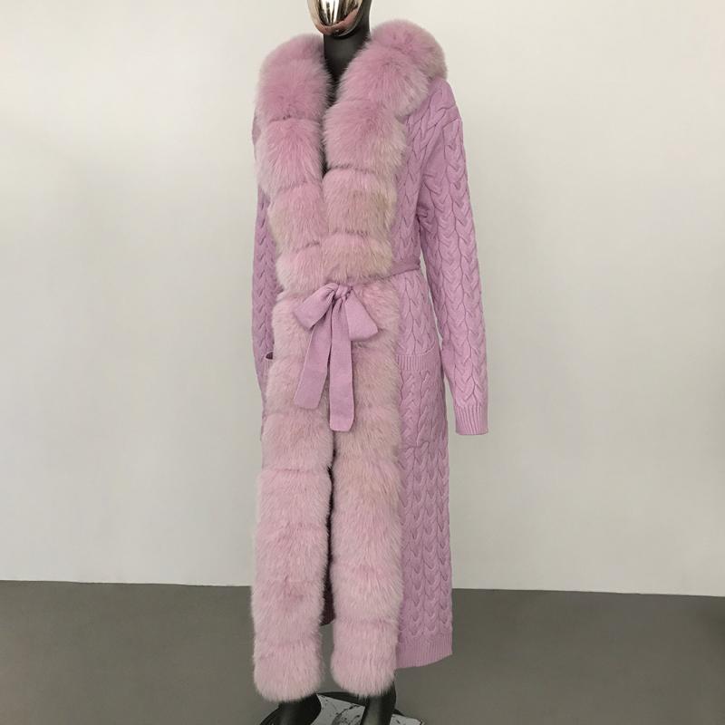 ニット カーディガン レディース ロング丈 秋冬 フード付き 長袖 取り外し可能 デタッチャブル フォックスファー 前立て スナップボタン スリムフィット 細身 通勤 オフィス 上品 エレガント 羽織り｜あじゅり
